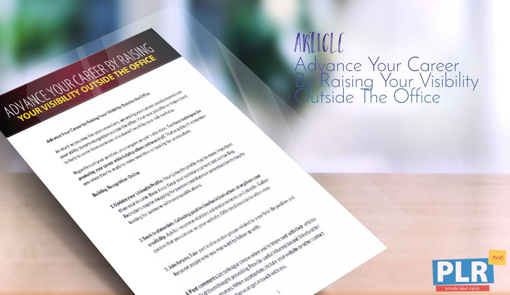 PLR Articles & Blog Posts - Advance Your Career By Raising Your