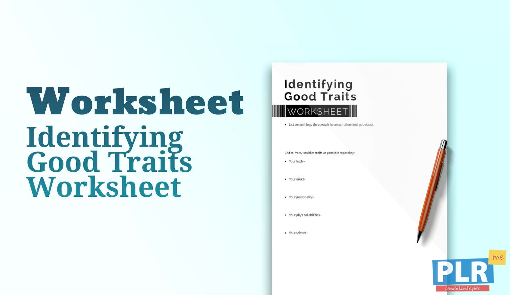 plr worksheets identifying good traits worksheet plrme