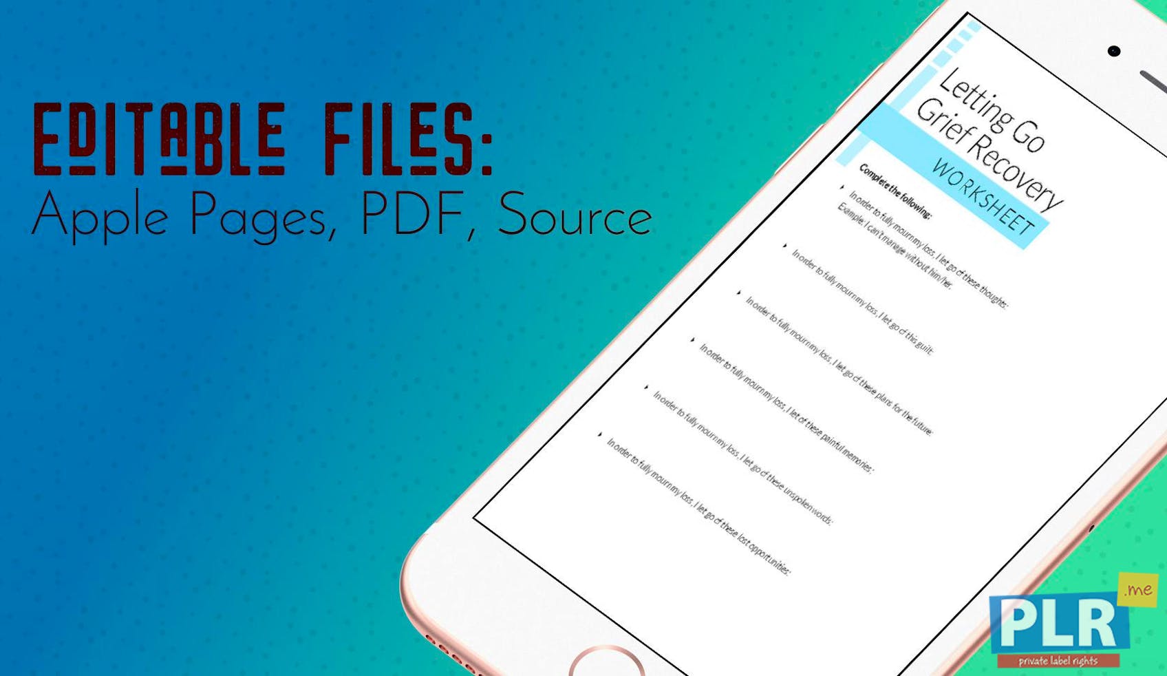 PLR Worksheets - Letting Go Grief Recovery Worksheet - PLR.me