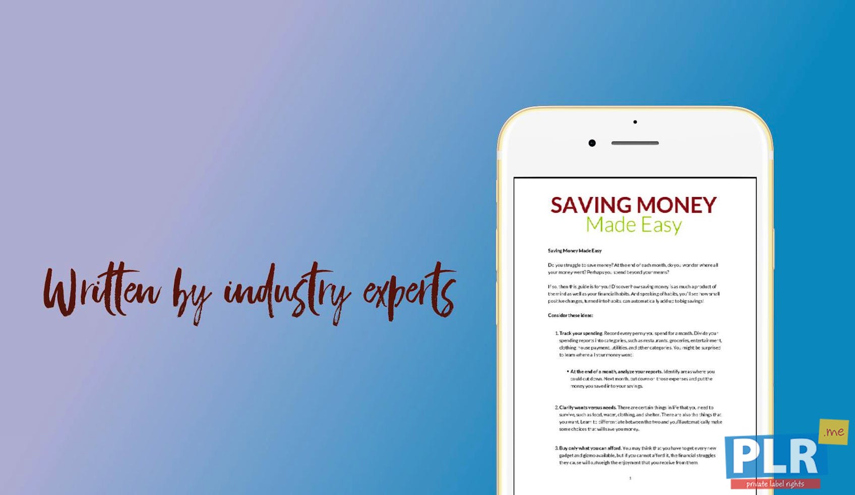 PLR Articles & Blog Posts - Saving Money Made Easy - PLR.me