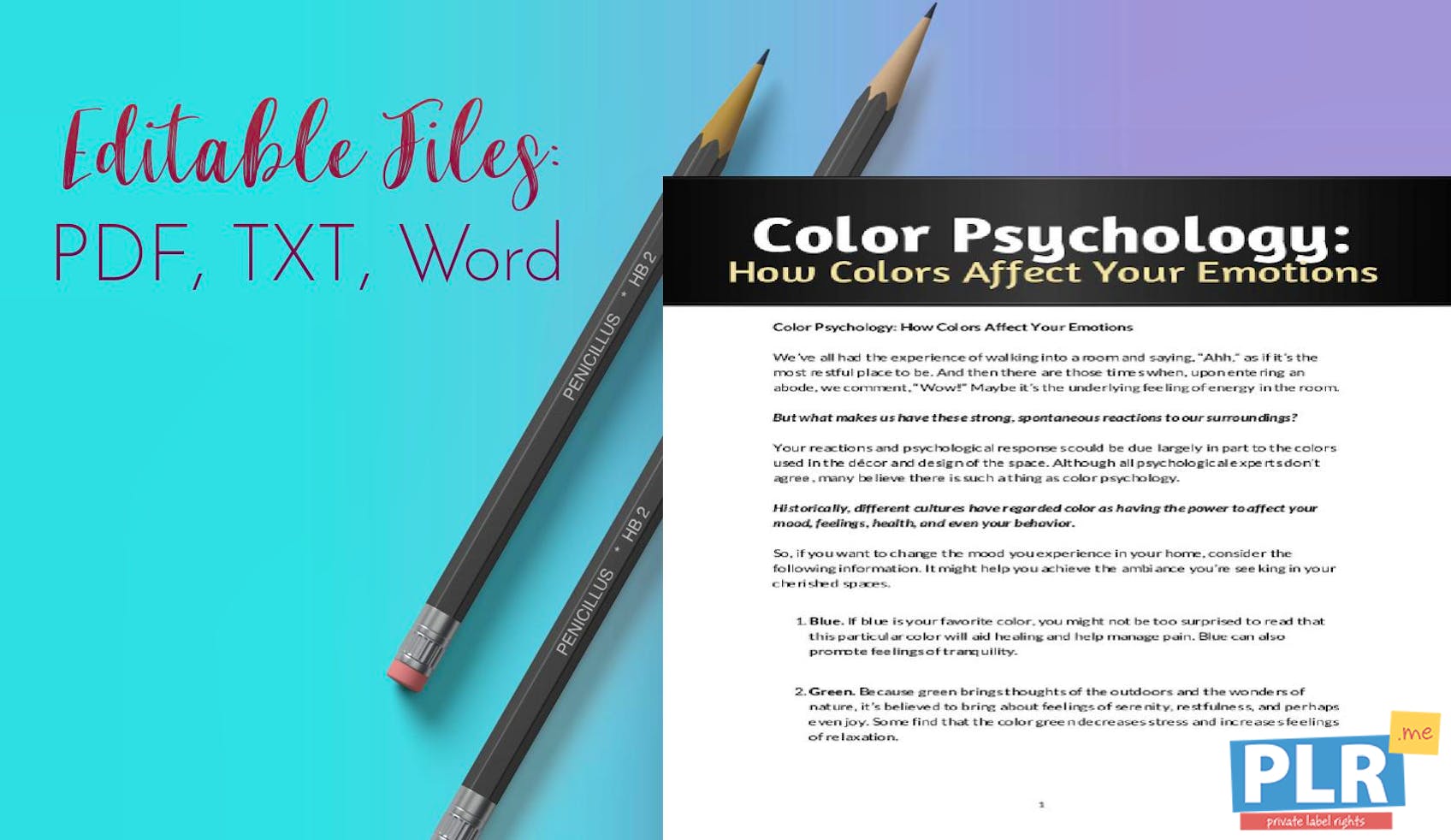 PLR Articles Blog Posts Color Psychology How Colors Affect