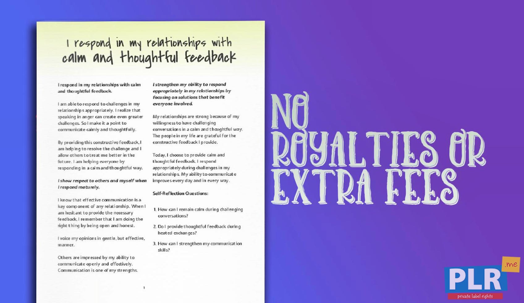 Plr Affirmation Reflections I Respond In My Relationships With Calm And Thoughtful Feedback Plr Me Plr Affirmation Reflections I Respond In My Relationships With Calm And Thoughtful Feedback Plr Me