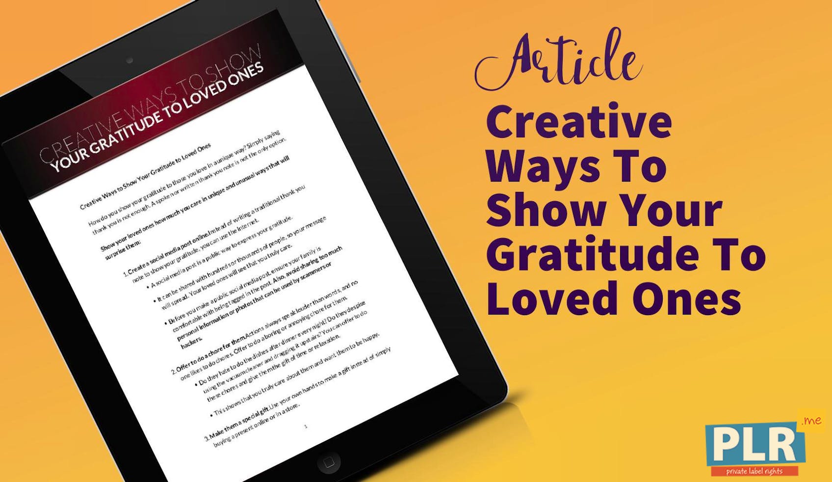 PLR Articles & Blog Posts - Creative Ways To Show Your Gratitude